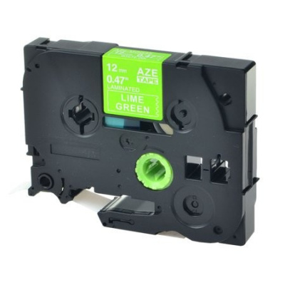Brother TZ-MQG35/TZe-MQG35, 12mm x 5m, fehér nyomtatás / lime-zöld alapon, kompatibilis szalag 