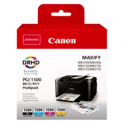 Canon eredeti tintapatron PGI-1500 BK/C/M/Y Multipack, CMYK, 400/3*300 oldal, 9218B005, Canon MAXIFY MB2050,MB2150,MB2155,MB2350,MB2750,M