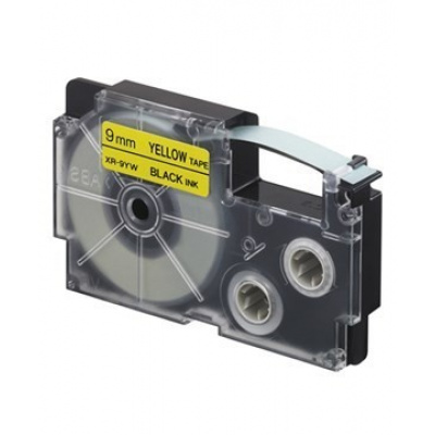 Casio XR-9YW1, 9mm x 8m, fekete nyomtatás / sárga alapon, eredeti szalag