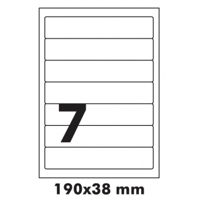 Öntapadó címkék R0100.5409, 190 x 38 mm, 7 etiket, A4, 100 ív