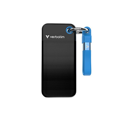 VERBATIM Külső SSD Pocket SSD 2TB, USB-C 3.1, fekete/kék