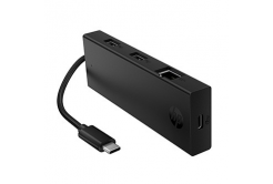 HP USB-C többportos elosztó 4 portos, B8SU8UT, fekete, kábelhossz 15 cm, 1 USB Type-C, 2 USB Type-A, 1 RJ-45