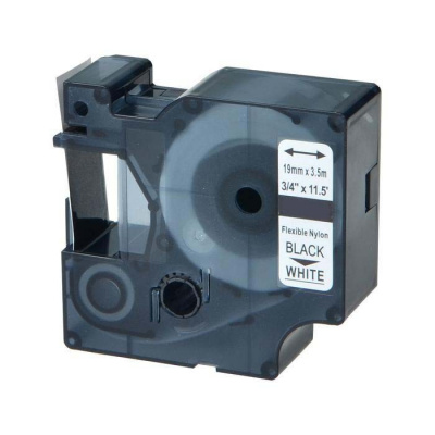 Dymo 18489, 19mm x 3, 5m fekete nyomtatás / fehér alapon, nylon flexi, kompatibilis szalag 