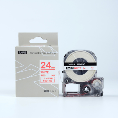 Epson LK-6WRN, SS24RW, 24mm x 9m, piros nyomtatás / fehér alapon, kompatibilis szalag