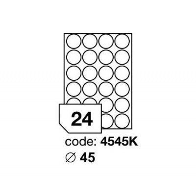 Öntapadó címkék kulaté 45 mm, 24 címek, A4, 100 ív