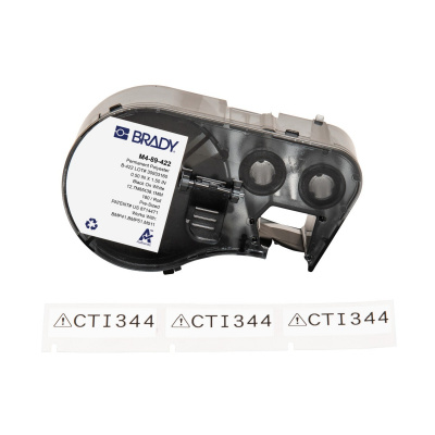 Brady M4-89-422 / 170737, 12.70 mm x 38.10 mm, Polyester, fekete nyomtatás / fehér alapon