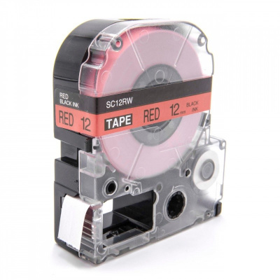 Epson LK-SC12RW, 12mm x 9m, fekete nyomtatás / piros alapon, utángyártott szalag