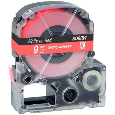 Epson LK-SD9RW, 9mm x 9m, fehér nyomtatás / piros alapon, utángyártott szalag