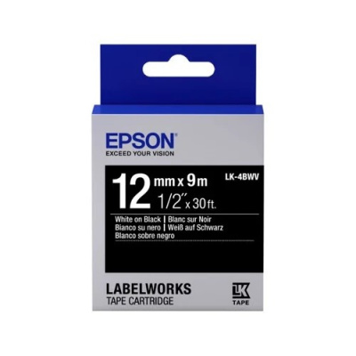 Epson LabelWorks LK-4BWV C53S654009 12mm x 9m, fehér nyomtatás / fekete alapon, eredeti szalag