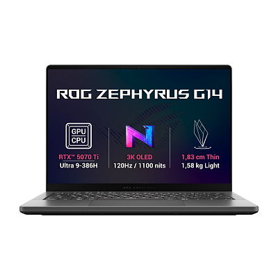ASUS ROG Zephyrus G14/GU405AR-SY030WZ/U9-386H/14"/2880x1800/64GB/1TB/RTX 5070Ti/W11H/Szürke/2R