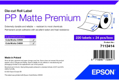 Epson 7113414 PP Matte , a ColorWorks esetében, 76x127mm, 220db, polipropilén, fehér öntapadó címkék