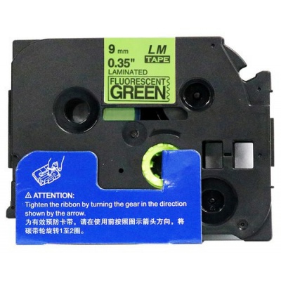 Brother TZ-D21/TZe-D21, rikítós 9mm x 8m, fekete nyomtatás/zöld alapon, kompatibilis szalag 