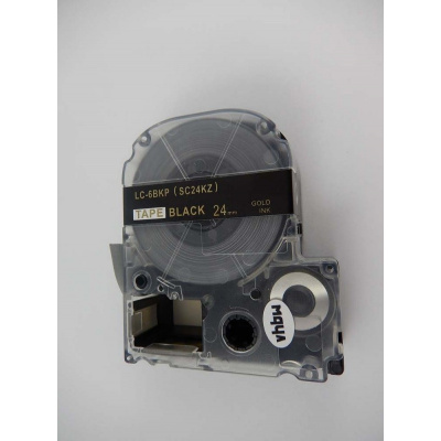 Epson LK-6BKP, SC24KZ, C53S672096, 24mm x 9m, arany nyomtatás / fekete alapon, kompatibilis szalag