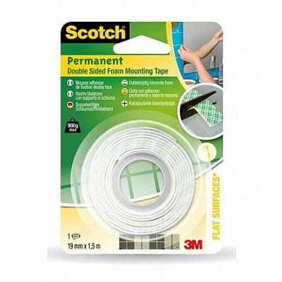 3M Scotch-FIX szerelő kétoldalas ragasztóhab szalag (331915B), 19 mm x 1,5 m