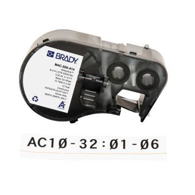 Brady M4C-500-414 / 170728, 12.70 mm x 3.66 m, poliészter, fekete nyomtatás / fehér alapon