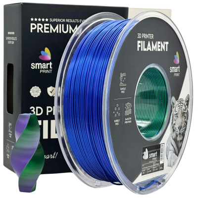 Smart Print FG-S104-E1, 3D filament, PLA Silk, 1,75mm, 1000g, Tri Color, Többszínű (Blue, Green, Purple)