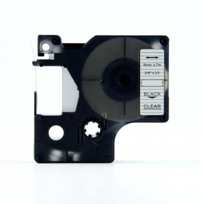 Dymo 40910, S0720670, 9mm x 7m fekete nyomtatás / átlátszó alapon, kompatibilis szalag 