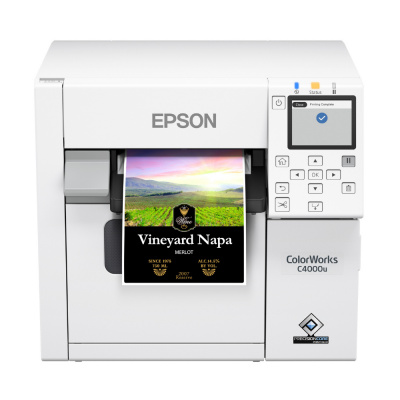 Epson ColorWorks C4000e (mk) C31CK03102MK, színes címkenyomtató, Matt Black Ink, cutter, ZPLII, USB, Ethernet