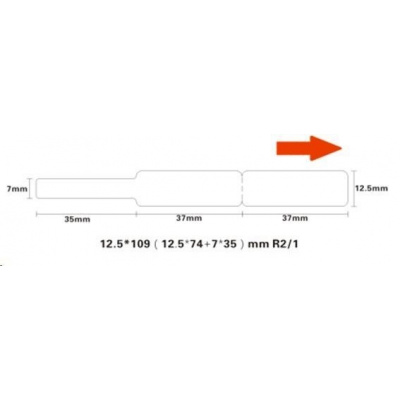 Niimbot A2K88218301, 12,5x109mm, 65db, fehér önragasztó címkék kábelekhez