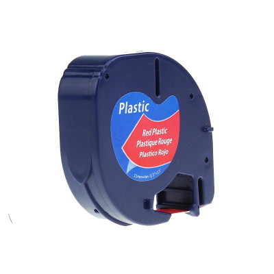 Dymo 59424, S0721580 / 91203, S0721630, 12mm x 4m, fekete nyomtatás / piros alapon, kompatibilis szalag 