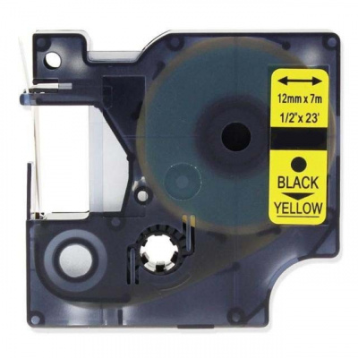 Dymo 45018, S0720580, 12mm x 7m, fekete nyomtatás / sárga alapon, kompatibilis szalag 