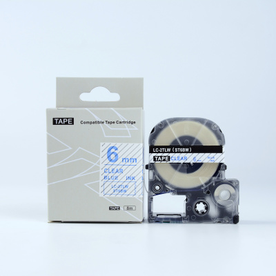 Epson LK-2TLN, ST6BW, 6mm x 9m, kék nyomtatás / átlátszó alapon, kompatibilis szalag