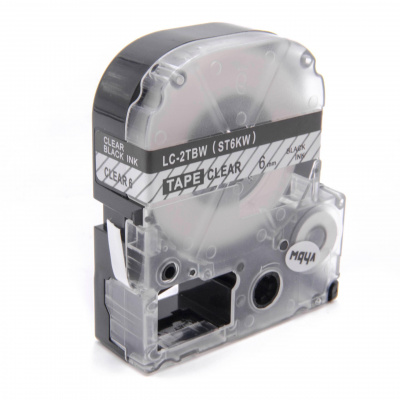 Epson LK-2TBN, ST6KW, C53S652004, 6mm x 9m, fekete nyomtatás / átlátszó alapon, kompatibilis szalag