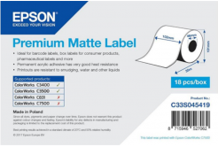 Epson C33S045419 Premium Matte, a ColorWorks esetében, 102mmx35m, fehér öntapadó címkék