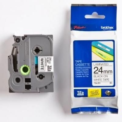 Brother TZ-251 / TZe-251, 24mm x 8m, fekete nyomtatás / fehér alapon, eredeti szalag