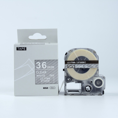Epson LK-ST36SW, 36mm x 9m, fehér nyomtatás / átlátszó alapon, utángyártott szalag