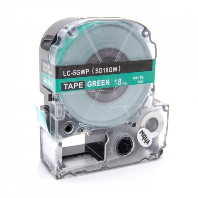 Epson LK-SD18GW, 18mm x 9m, fehér nyomtatás / zöld alapon, utángyártott szalag