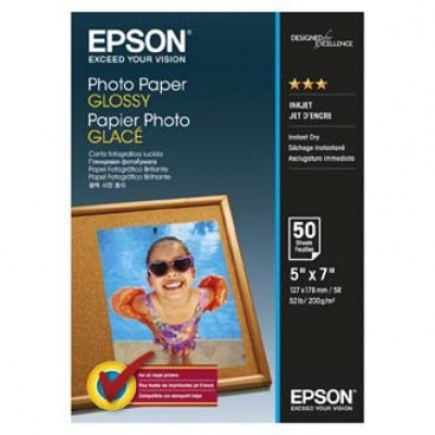Epson C13S042545 Glossy Photo Paper, fotópapírok, fényes, fehér, 13x18cm, 200 g/m2, 50 db, C13S042545, inkou