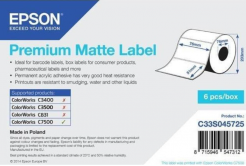 Epson C33S045725 Premium Matte, a ColorWorks esetében, 76x51mm, 2310db, fehér öntapadó címkék