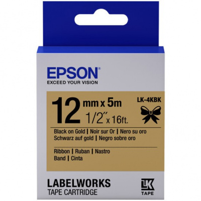 Epson LabelWorks LK-4KBK C53S654001 12mm x 5m, fekete nyomtatás / arany alapon, textilszalag, eredeti szalag