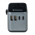 Verbatim World-to-World UTA-03 49545 Utazási univerzális adapter, USB-A, USB-C, 30 W, fekete