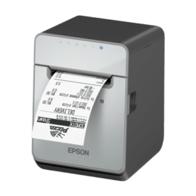 Epson TM-L100, 8 dots/mm (203 dpi), cutter, linerless, USB, Lightning, Ethernet, black