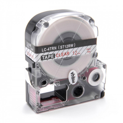 Epson LC-4TRN, ST12RW, 12mm x 8m, piros nyomtatás / átlátszó alapon, kompatibilis szalag
