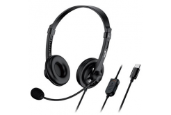 Genius HS-230U sluchátka s mikrofonem, drátová, černá, USB-C