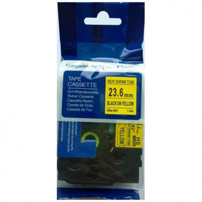 Brother HSe-651 23,7mm x 1,5m, fekete nyomtatás / sárga alapon, kompatibilis szalag 