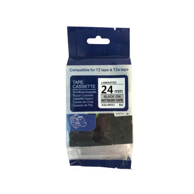 Brother TZ-M951 / TZe-M951, 24mm x 8m, fekete nyomtatás / ezüst alapon, kompatibilis szalag 
