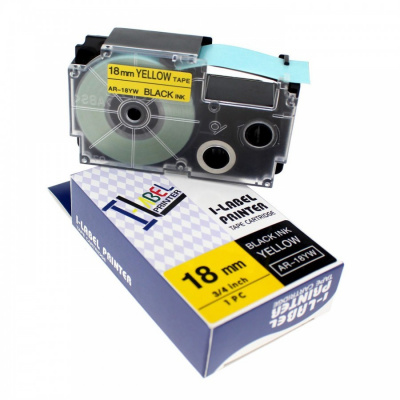 Casio R11YW 18mm x 2,5m zsugorcső, fekete nyomtatás / sárga alapon, kompatibilis szalag 