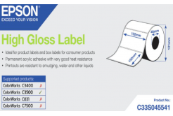Epson C33S045541 High Gloss, a ColorWorks esetében, 102x152mm, 210db, fehér öntapadó címkék