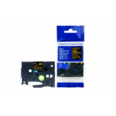 Brother TZ-364 / Tze-364, 36mm x 8m, arany nyomtatás/fekete alapon, eredeti szalag