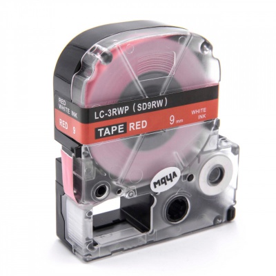 Epson LC-SD9RW, 9mm x 8m, fehér nyomtatás / piros alapon, utángyártott szalag