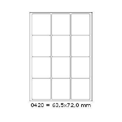 Öntapadó címkék 63,5 x 72 mm, 12 címek, A4, 100 ív