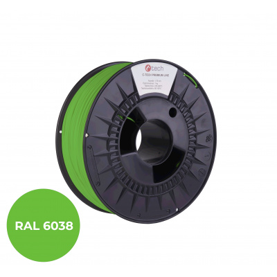 C-Tech 3DF-P-TPU90A-1.75-6038 3D filament, C-TECH PREMIUM LINE, TPU 90A, flexibilis, RAL6038 1,75mm, 1000g, Világító zöld (Luminescent green)