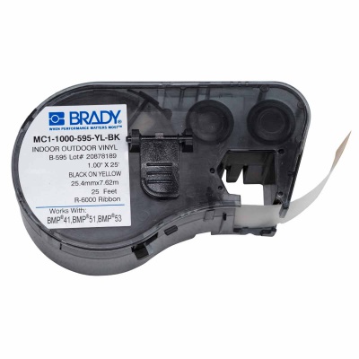 Brady MC1-1000-595-YL-BK / 131583, öntapadó szalag 25.40 mm x 7.62 m