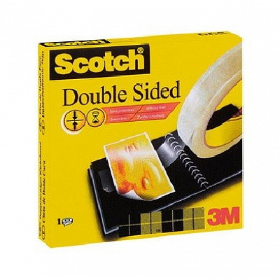 3M Scotch kétoldalas ragasztószalag számos típusú csomag csomagolásához, átlátszó, 12 mm x 33 m (665)