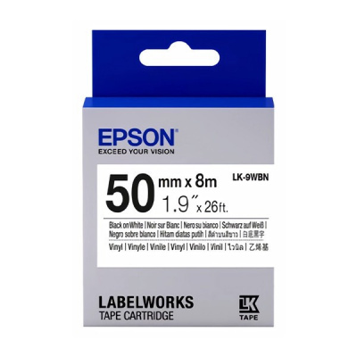 Epson LabelWorks LK-9WBVN C53S659003 50mm x 7m, fekete nyomtatás / fehér alapon, vinil, eredeti szalag