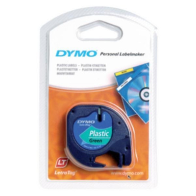 Dymo LetraTag 59425,S0721590 / 91204, S0721640, 12mm x 4 m,fekete nyomtatás / zöld alapon,eredeti szalag